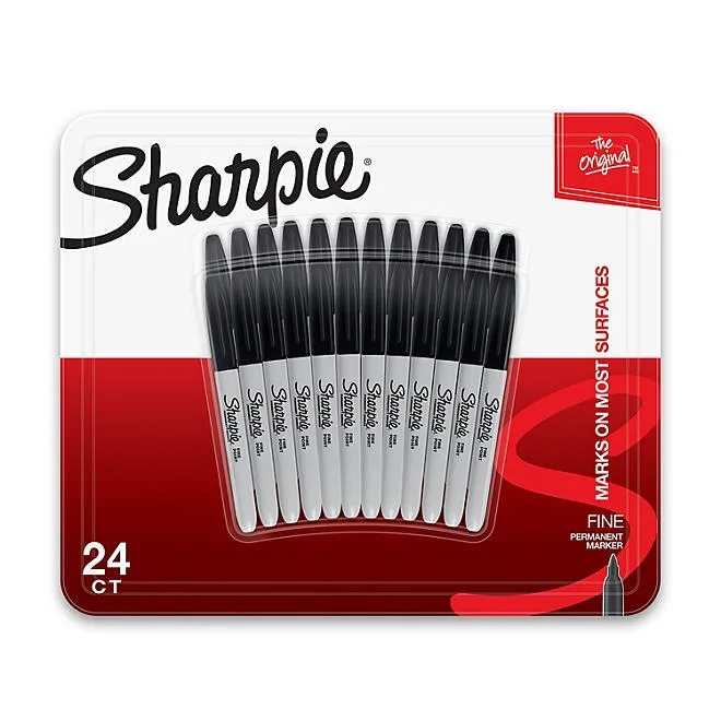 Sharpie Permanent Marker, Fine Tip, Black, 24 Count 2