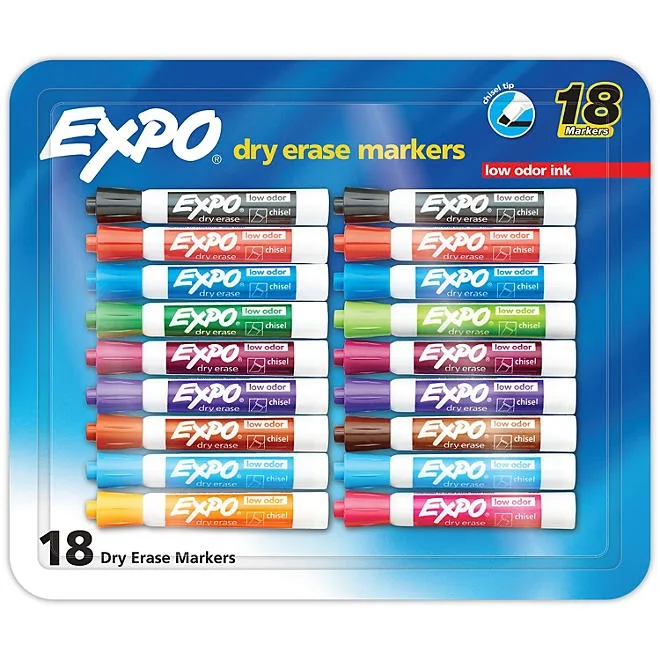 Expo Dry Erase Markers, Assorted Colors, Pack of 18 2