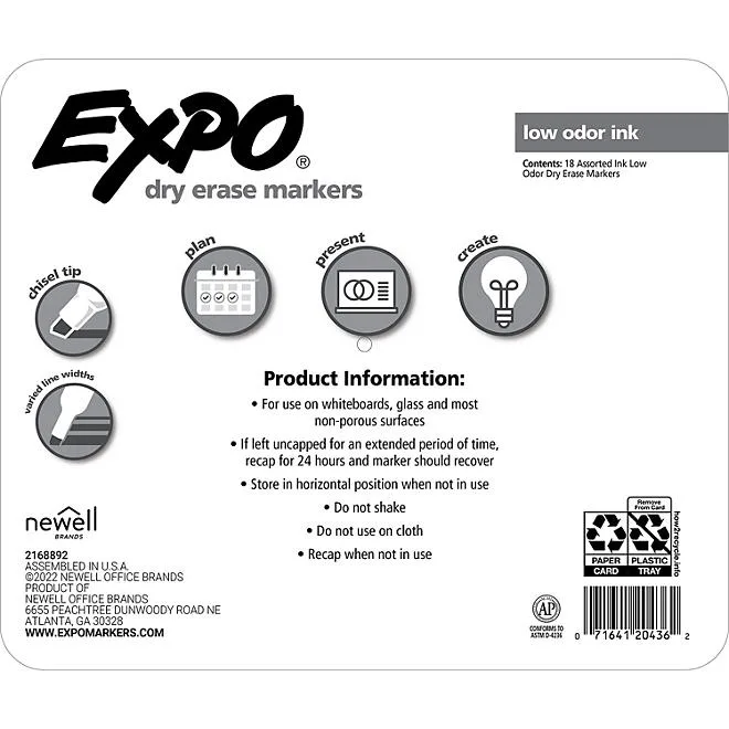 Expo Dry Erase Markers, Assorted Colors, Pack of 18 3