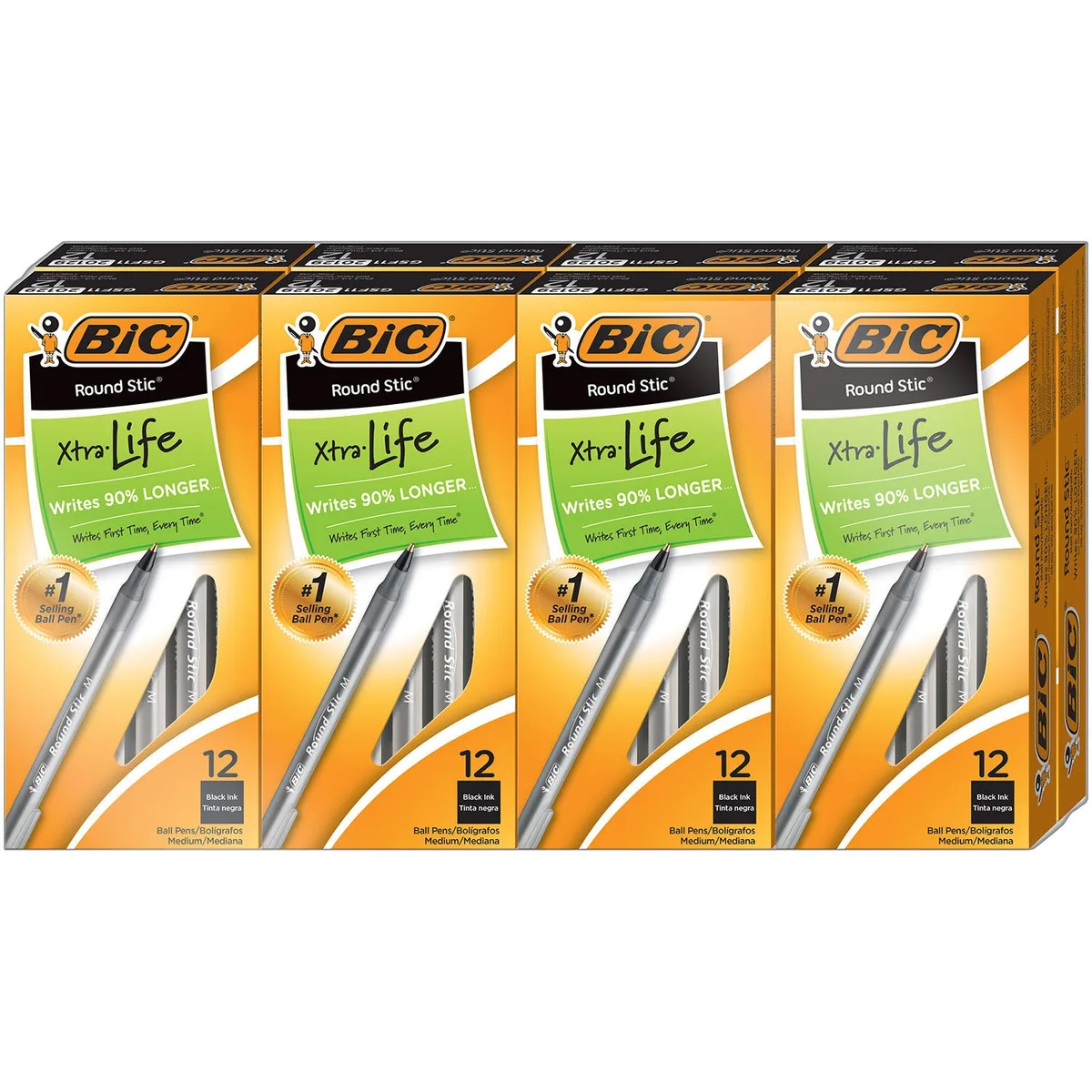 BIC Round Stic Xtra Life, Medium Point, 96 ct., Black 2