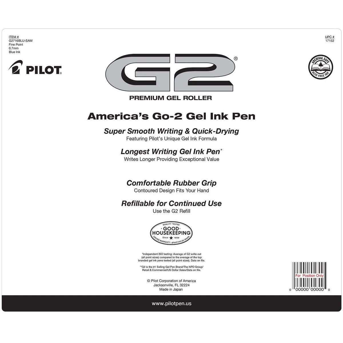 Pilot G2 Retractable Gel Pens, Fine 0.7mm, 16 Pack, Select Color 2