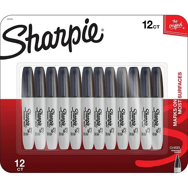 Sharpie Chisel Tip Permanent Markers, Black 12 ct. 2