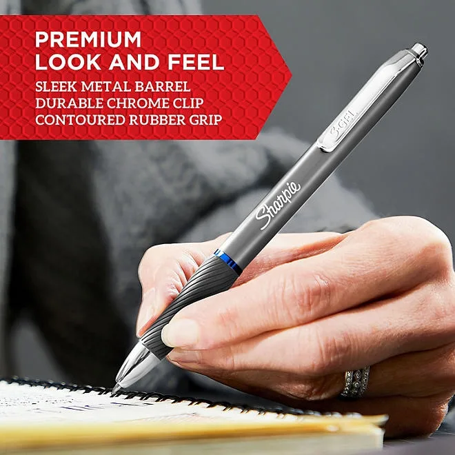 Sharpie Metal Barrel S-Gel Pens, 6-Pack, Medium Point 0.7mm 5