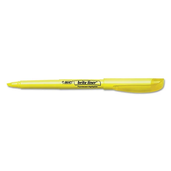 BIC Brite Liner Highlighter, Chisel Tip, Fluorescent Yellow, 12pk. 4