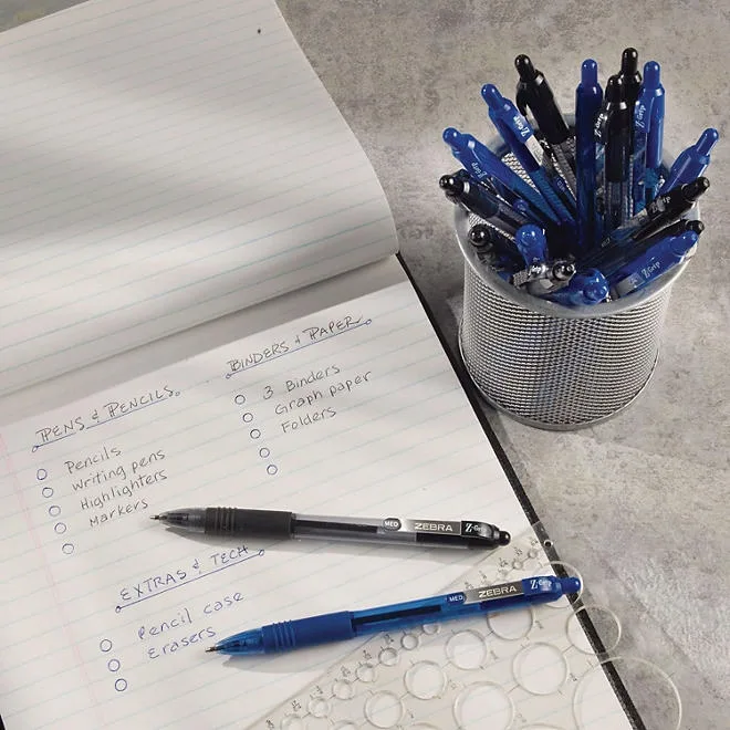 Zebra - Z-Grip Retractable Ballpoint Pen, Blue and Medium - 24/Packs 5