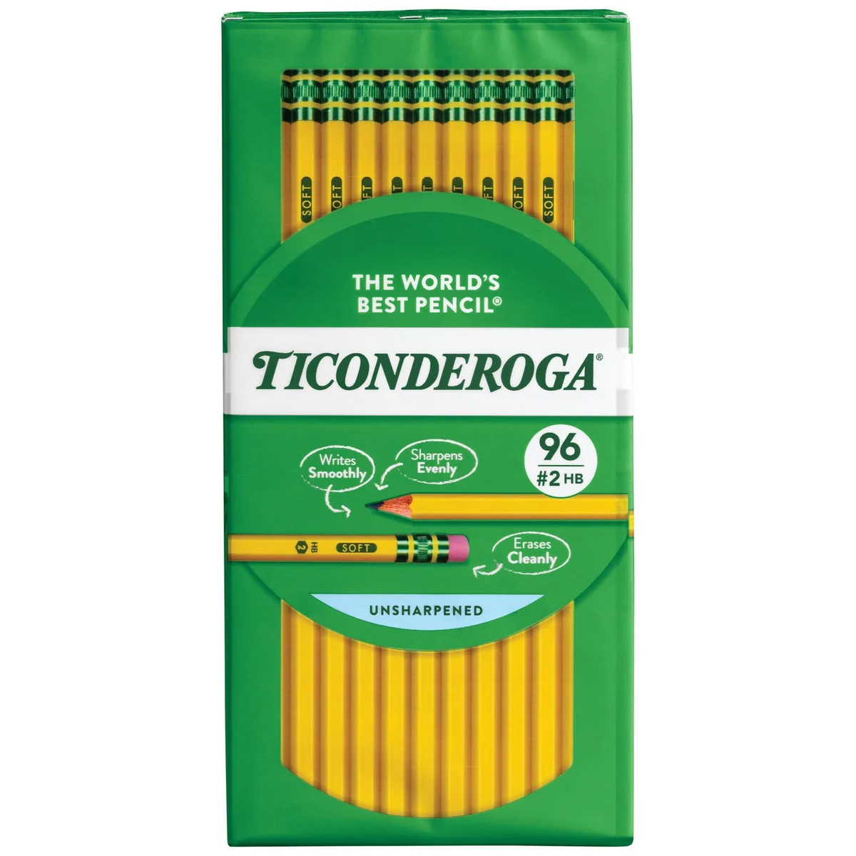Ticonderoga Woodcase Pencil, HB 2, Yellow Barrel, 96ct.