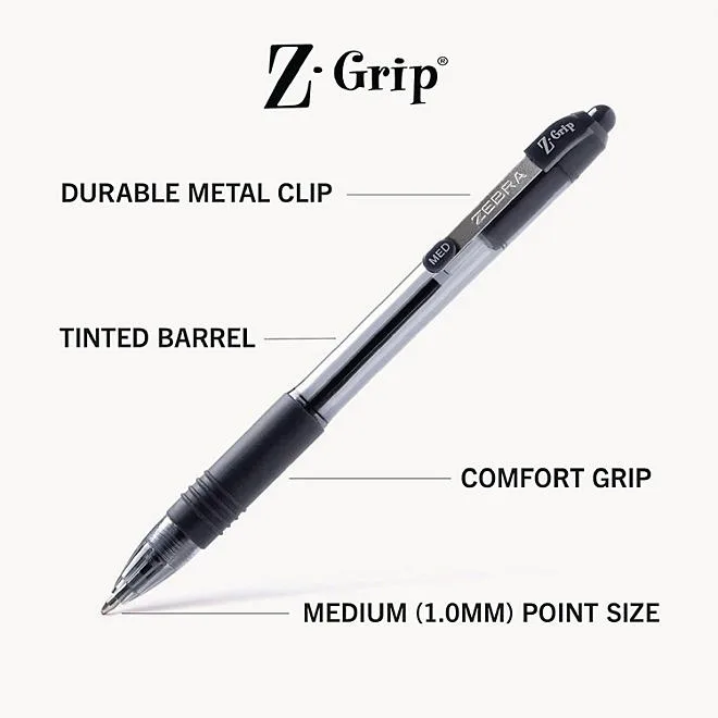 Zebra - Z-Grip Retractable Ballpoint Pen, Black Ink, Medium - 24/Pack 4