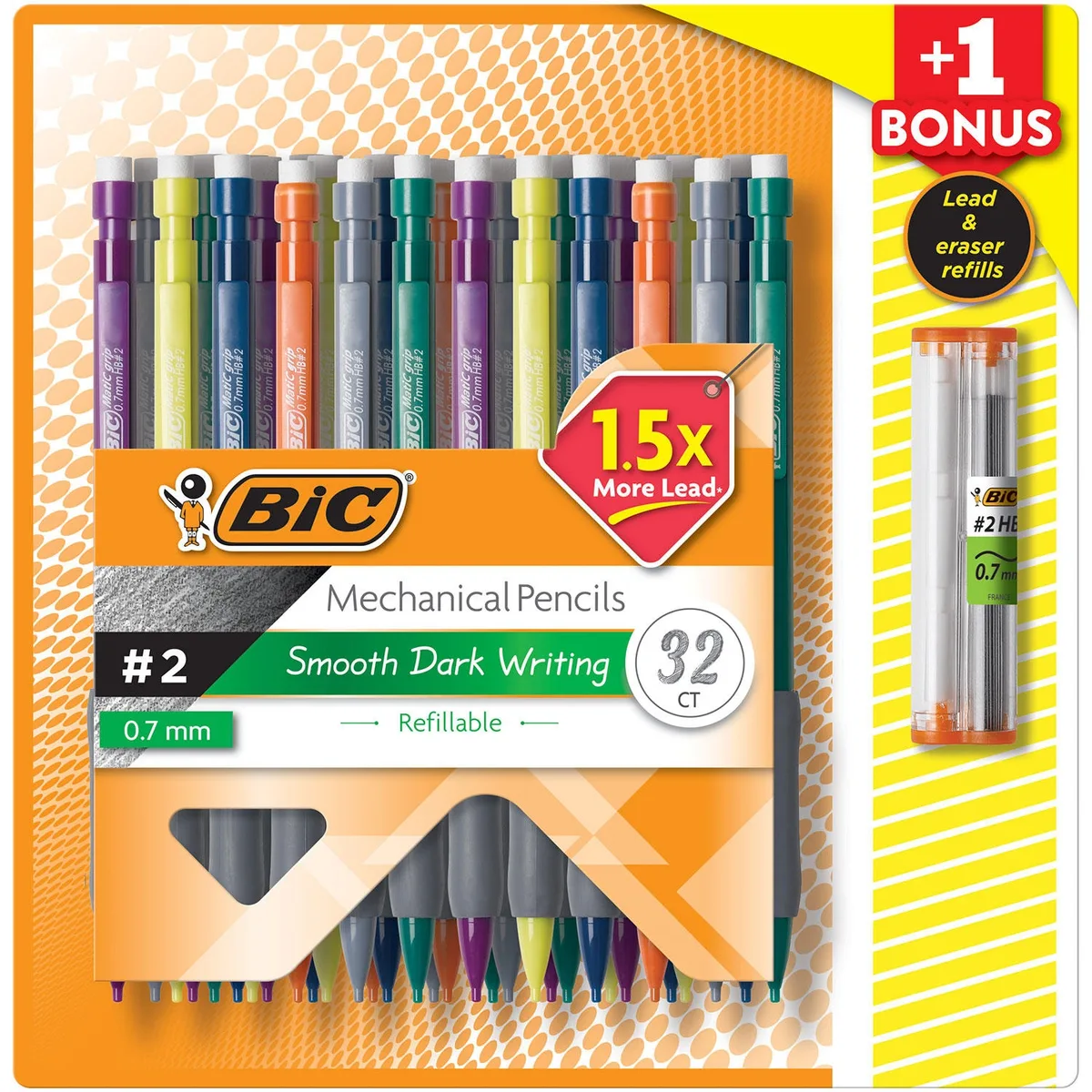 BIC Matic Grip Mechanical Pencil, HB 2, 0.7mm, 32 Pencils