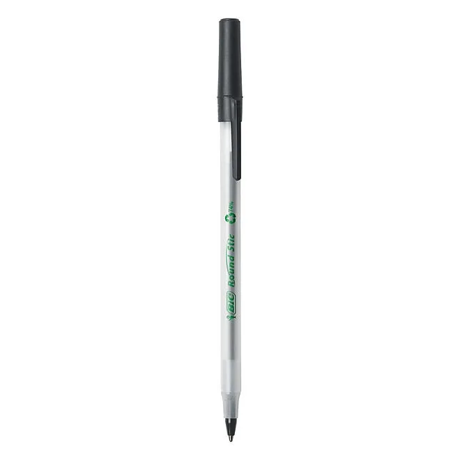 BIC Ecolutions Round Stic Ballpoint Pen, 1mm, Medium, Black Ink, 50ct. 3