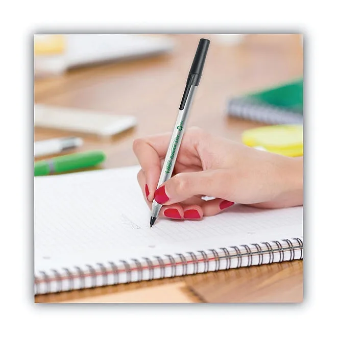 BIC Ecolutions Round Stic Ballpoint Pen, 1mm, Medium, Black Ink, 50ct. 5