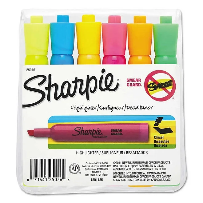Sharpie Accent - Accent Tank Style Highlighter, Chisel Tip, Assorted Colors - 6 ct. 4