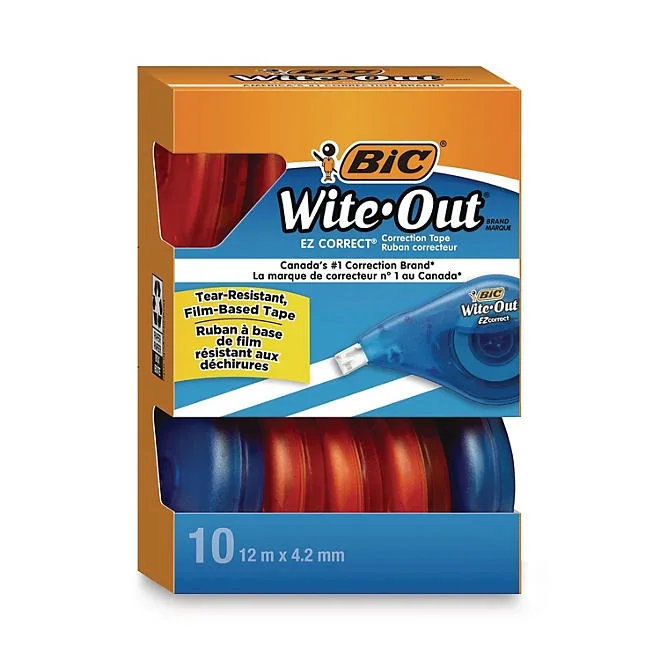 BIC Wite-Out EZ Correct Correction Tape, Non-Refillable, 1/6" x 472", 10 pk. 2