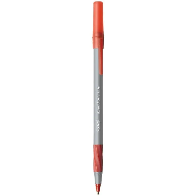 BIC Round Stic Grip Xtra Comfort Ballpoint Pen, Red Ink, 1.2mm, Medium, 12ct. 5