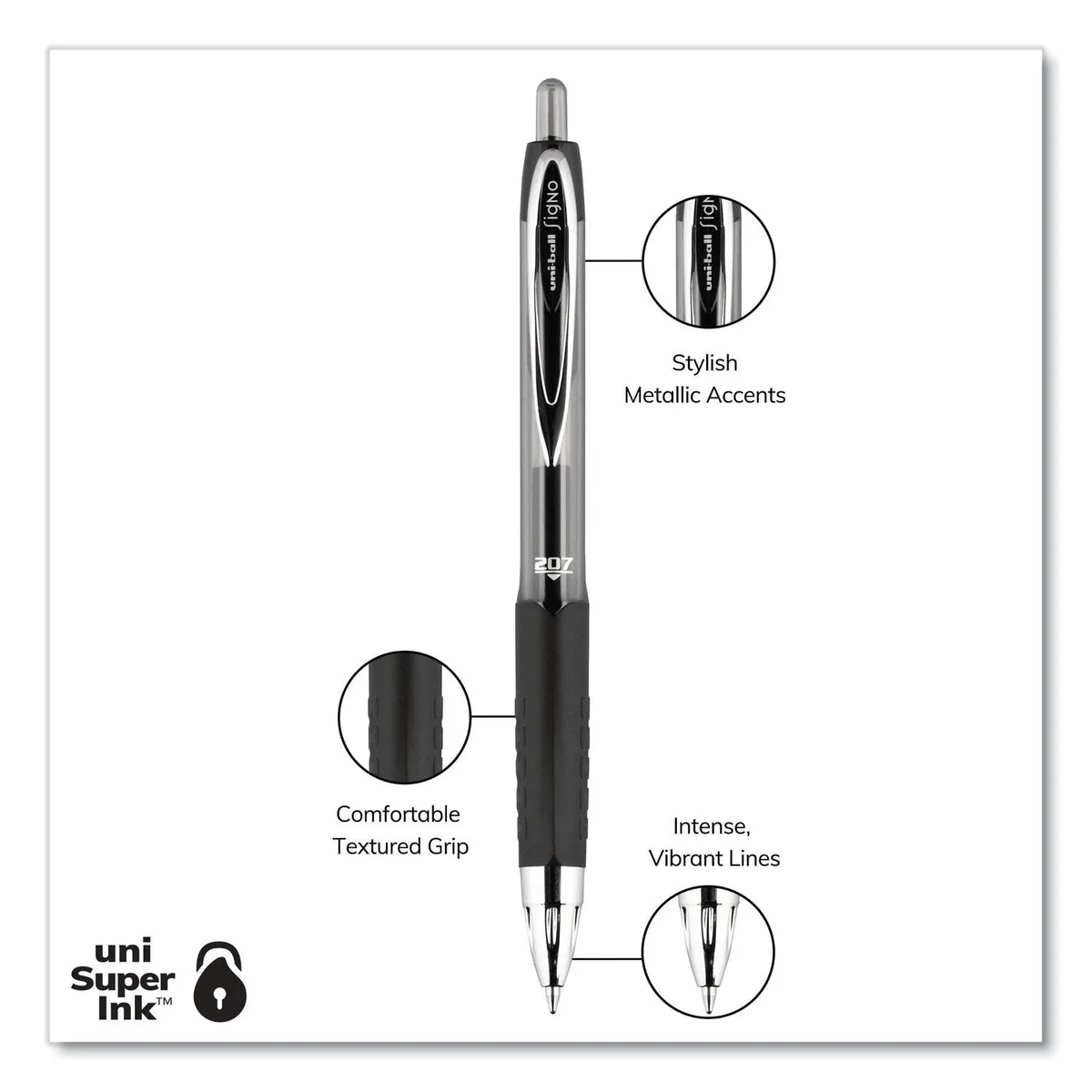 uni-ball 207 Signo Roller Ball Gel Pens, Select Color Medium, 12 ct. 3