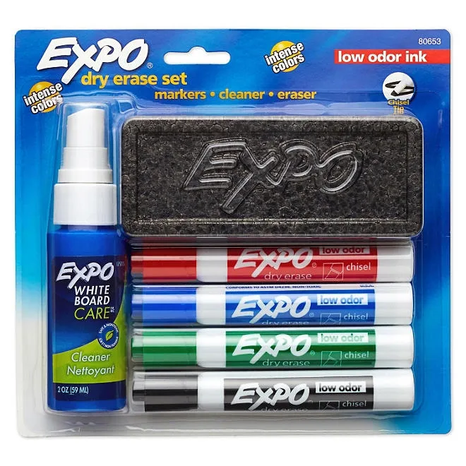 Expo - Low Odor Dry Erase Marker Starter Set, Assorted - 4 per Pack 2