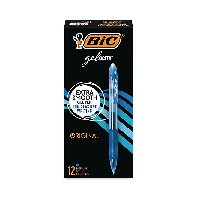 BIC Gel-ocity Retractable Gel Pen, Blue Ink, .7mm, Medium, 12ct. 2