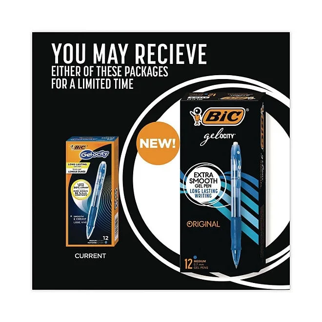 BIC Gel-ocity Retractable Gel Pen, Blue Ink, .7mm, Medium, 12ct. 4