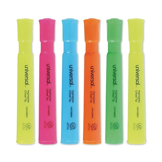 Universal® Desk Highlighter, Chisel Tip, Assorted Colors, 12/Set 2