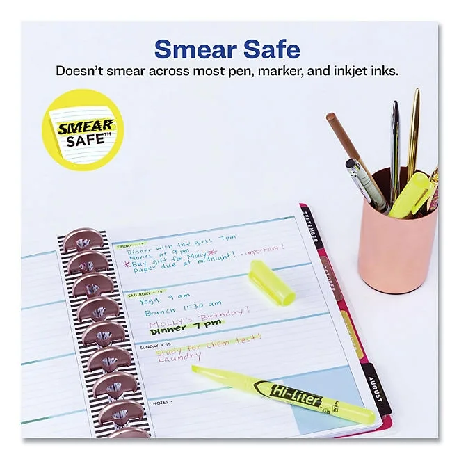 Avery HI-LITER Pen-Style Highlighters, Chisel Tip, Fluorescent Yellow, Dozen 3