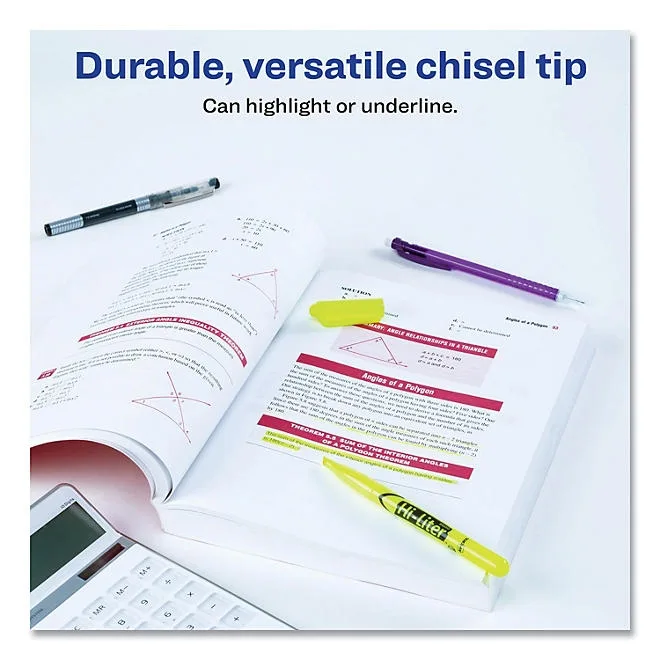 Avery HI-LITER Pen-Style Highlighters, Chisel Tip, Fluorescent Yellow, Dozen 4