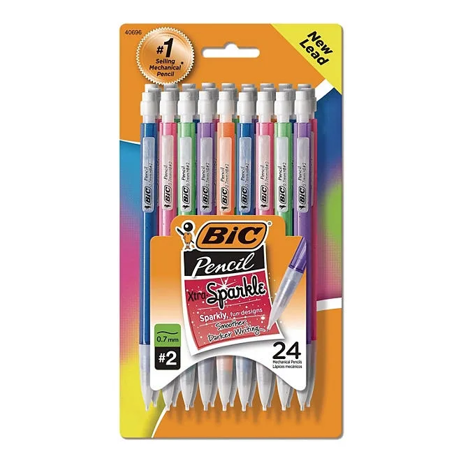 BIC Xtra-Sparkle Mechanical Pencil, 0.7mm, Assorted Color Barrels, 24pk. 2