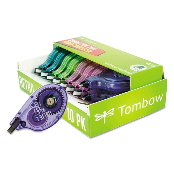 Tombow® MONO Original Correction Tape, Asst RetroColor Applicators, 1/6" x 394", 10pk. 2