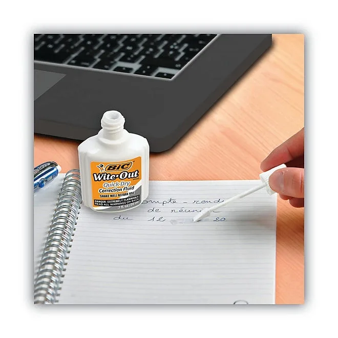 BIC Wite-Out Quick Dry Correction Fluid, 20 ml Bottle, White, 3pk. 5