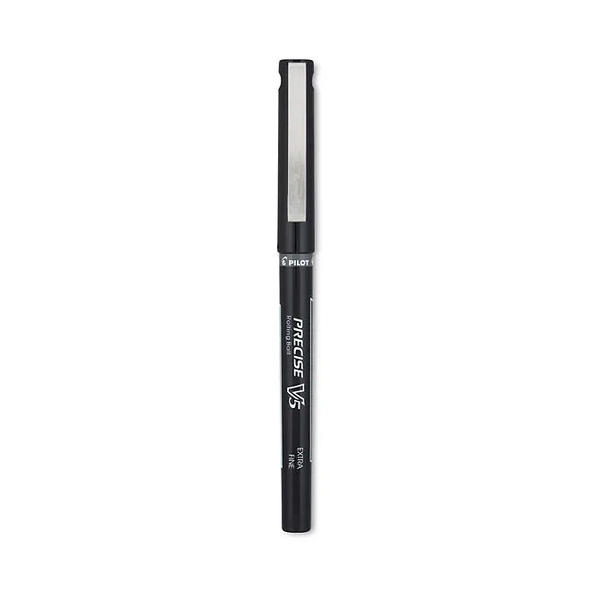 Pilot - Precise V5 Roller Ball Stick Pen, Needle Pt, Black Ink, 0.5mm Extra Fine - Dozen 5