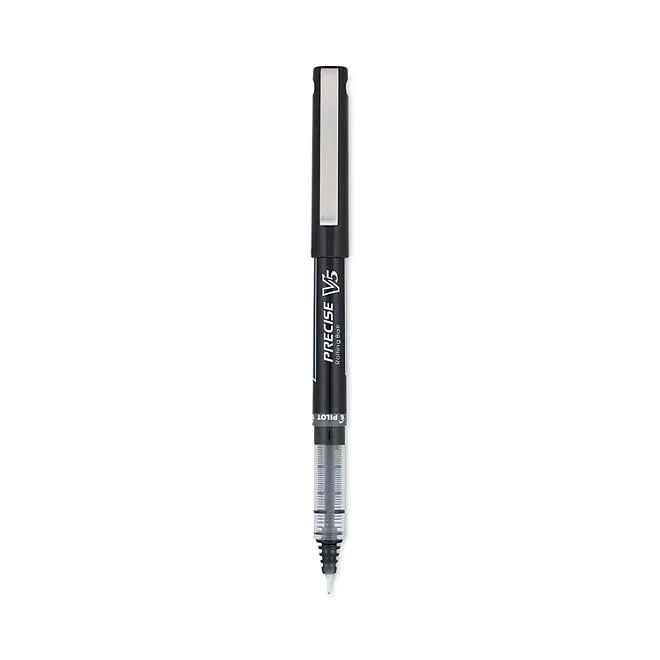 Pilot - Precise V5 Roller Ball Stick Pen, Needle Pt, Black Ink, 0.5mm Extra Fine - Dozen 2