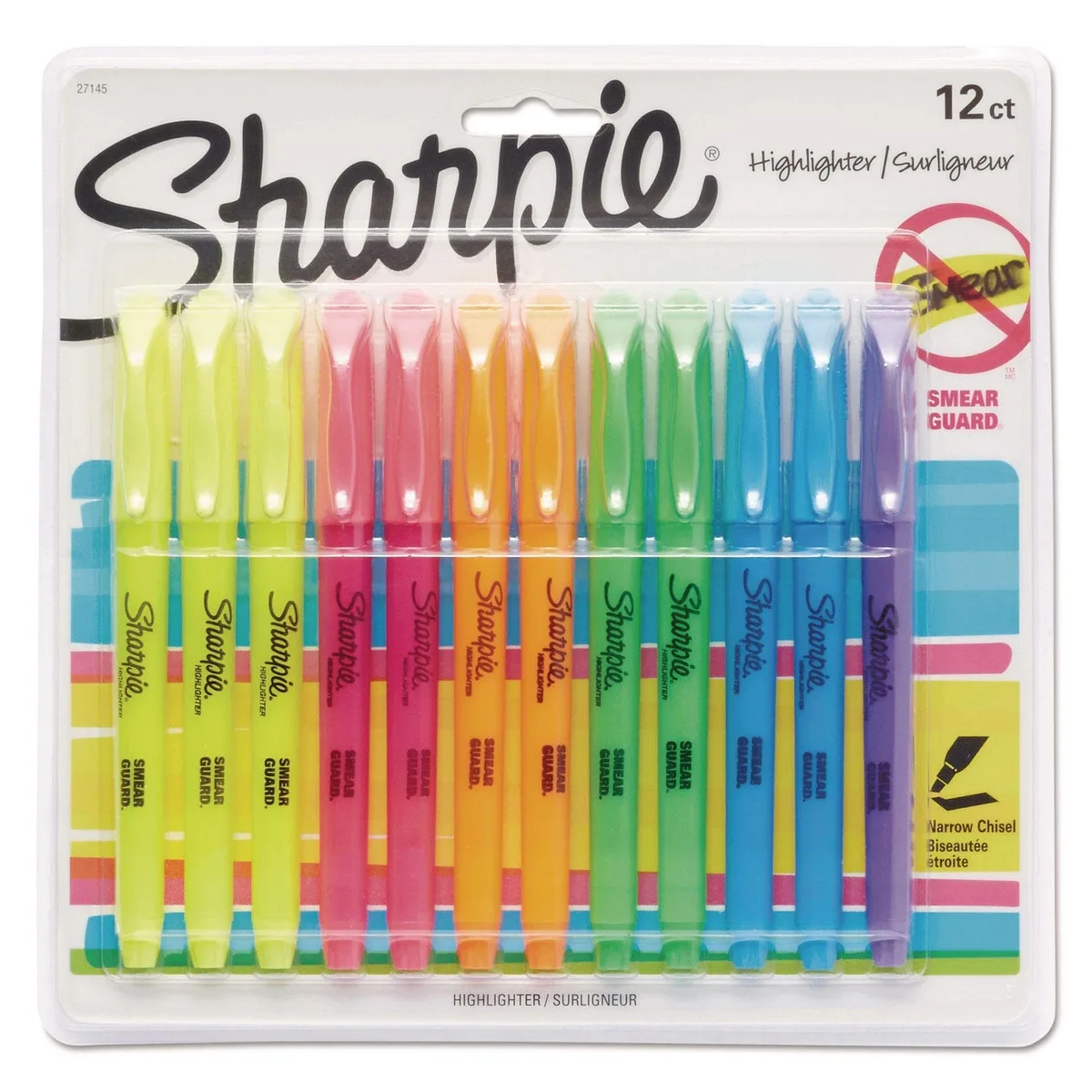 Sharpie Pocket Style Highlighters, Assorted Ink Colors, Chisel Tip, Assorted Barrel Colors, Dozen