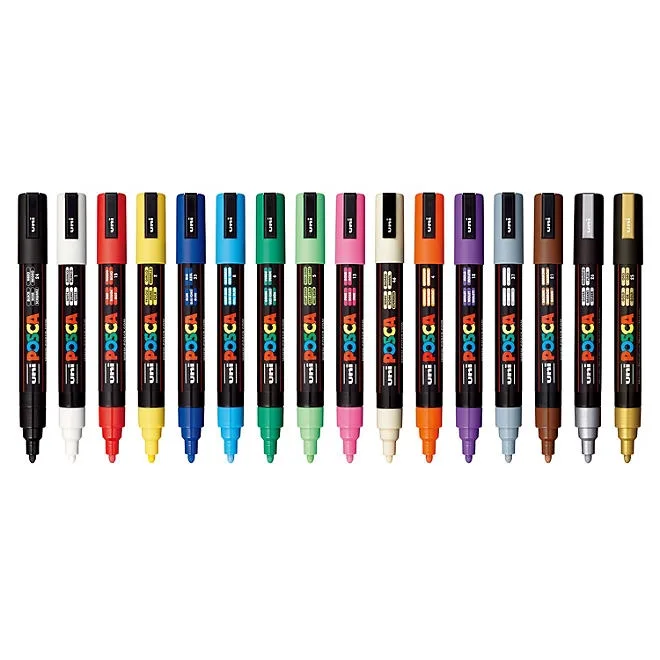 Uni POSCA PC-5M Water-Based Paint Markers, Medium Point (1.8-2.5mm), Assorted Colors, 16 Pack 3
