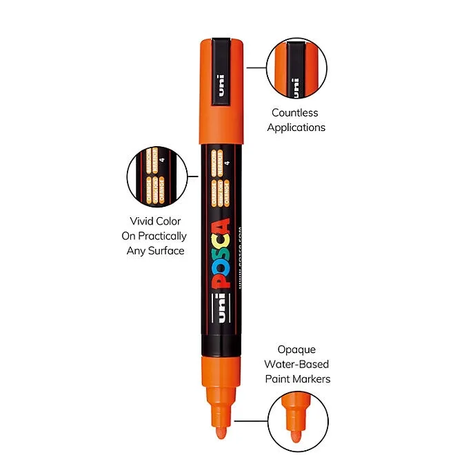 Uni POSCA PC-5M Water-Based Paint Markers, Medium Point (1.8-2.5mm), Assorted Colors, 16 Pack 5