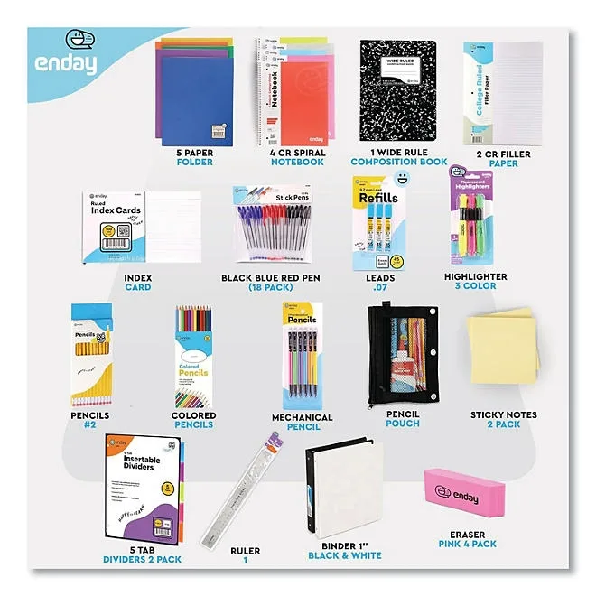 enday Back to School Supplies Kit for High School/College 3