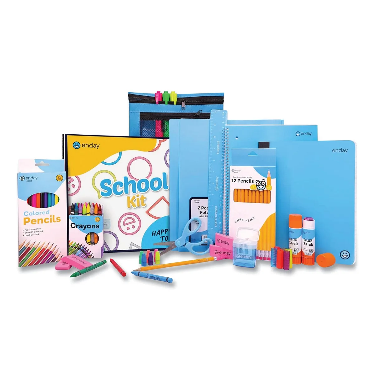 enday Back to School Supplies Kit for Grades K-5, Choose Color