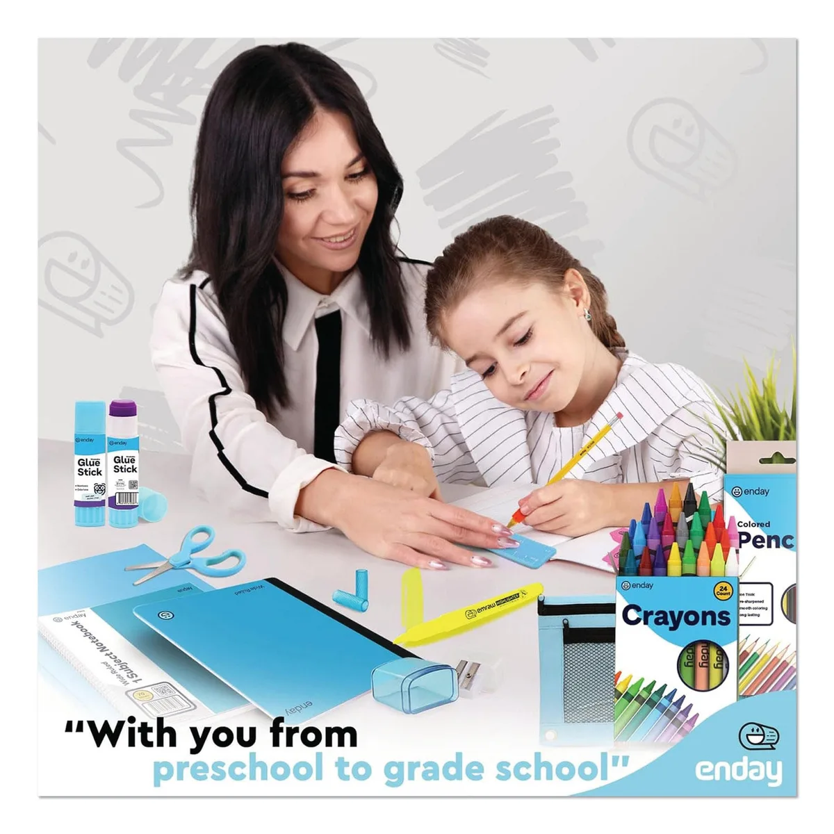 enday Back to School Supplies Kit for Grades K-5, Choose Color 5