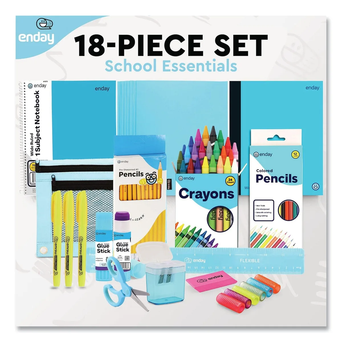 enday Back to School Supplies Kit for Grades K-5, Choose Color 4