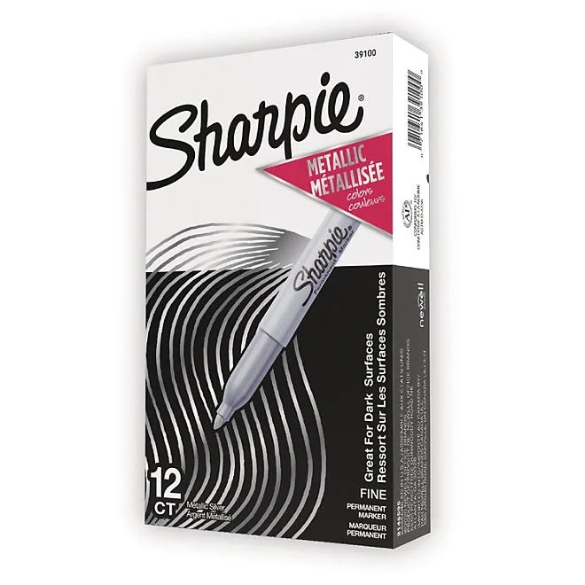 Sharpie Metallic Permanent Marker, Fine Point, Metallic Silver, 12ct. 2