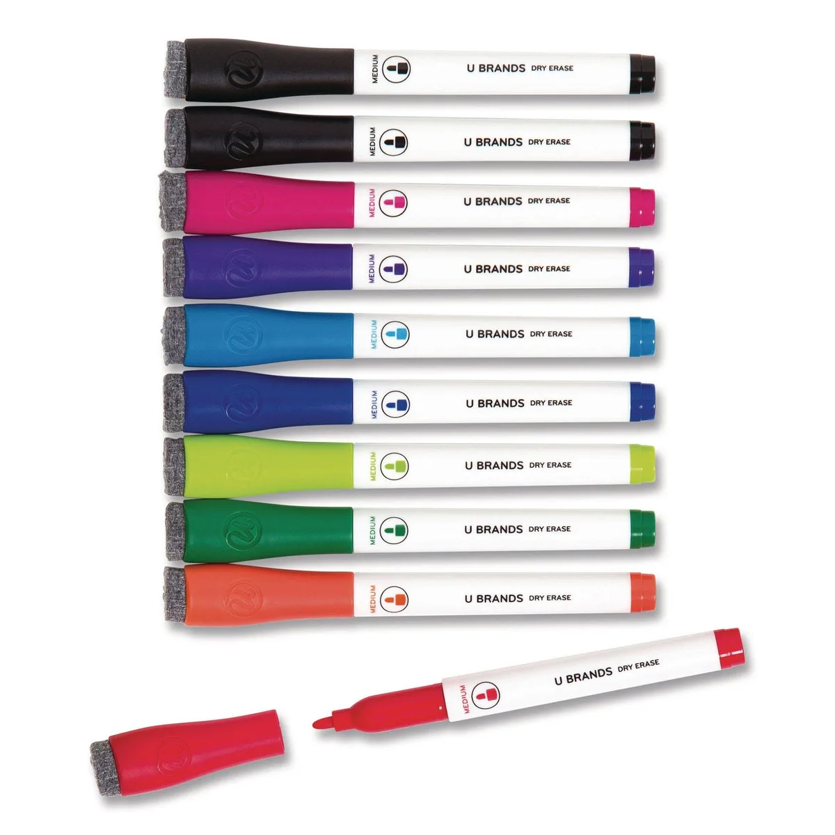Ubrands Medium Point Dry Erase Markers, Medium Tip, Assorted Colors, 10/Pack