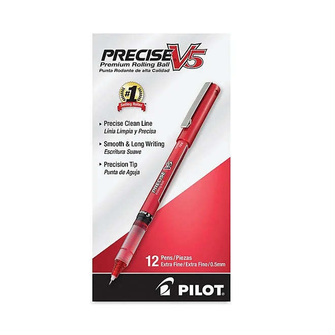 Pilot Precise V5 Roller Ball Precision Point Stick Pens, Extra-Fine, Red, 12 ct. 3