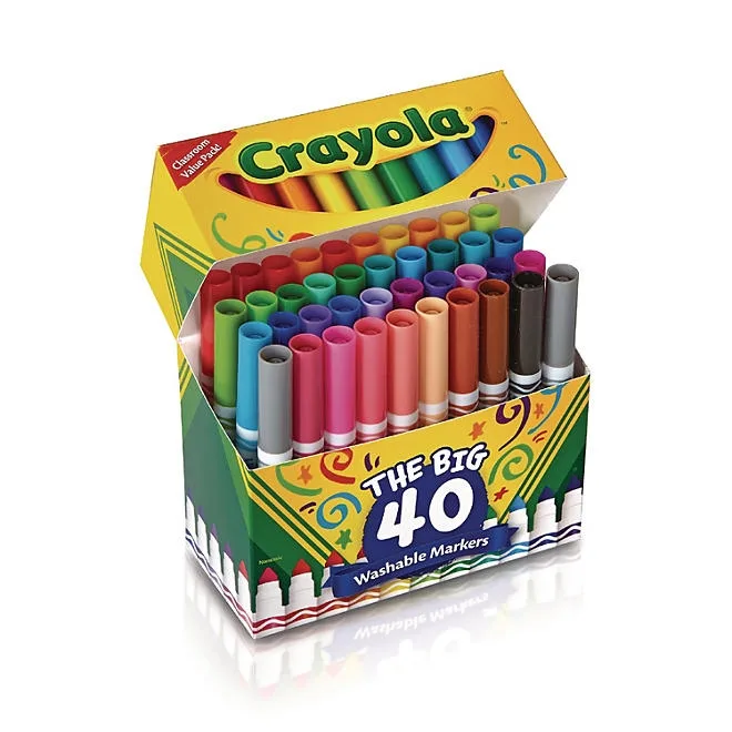 Crayola Washable Markers, Broad Point, Assorted Classic Colors, 40/Set 4