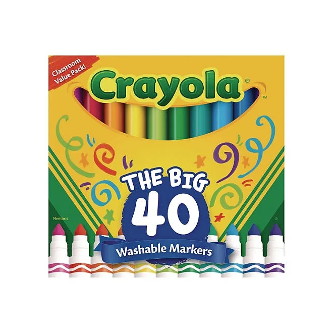 Crayola Washable Markers, Broad Point, Assorted Classic Colors, 40/Set 2