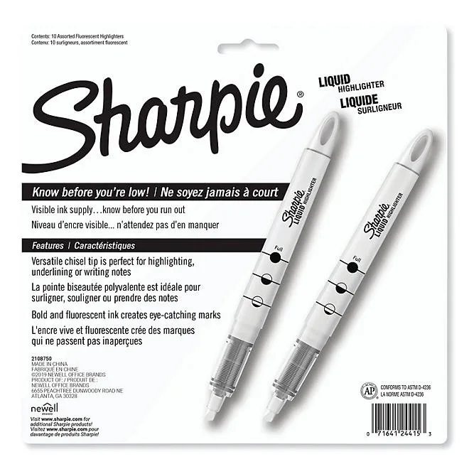 Sharpie - Accent Liquid Pen Style Highlighter, Chisel Tip, Assorted - 10/Set 3