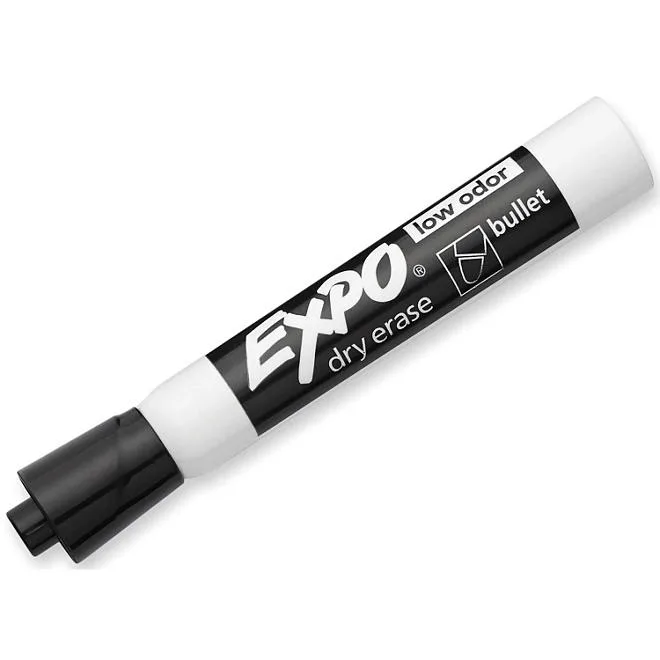EXPO Low Odor Dry Erase Markers, Black Bullet Tip, 12 ct. 3