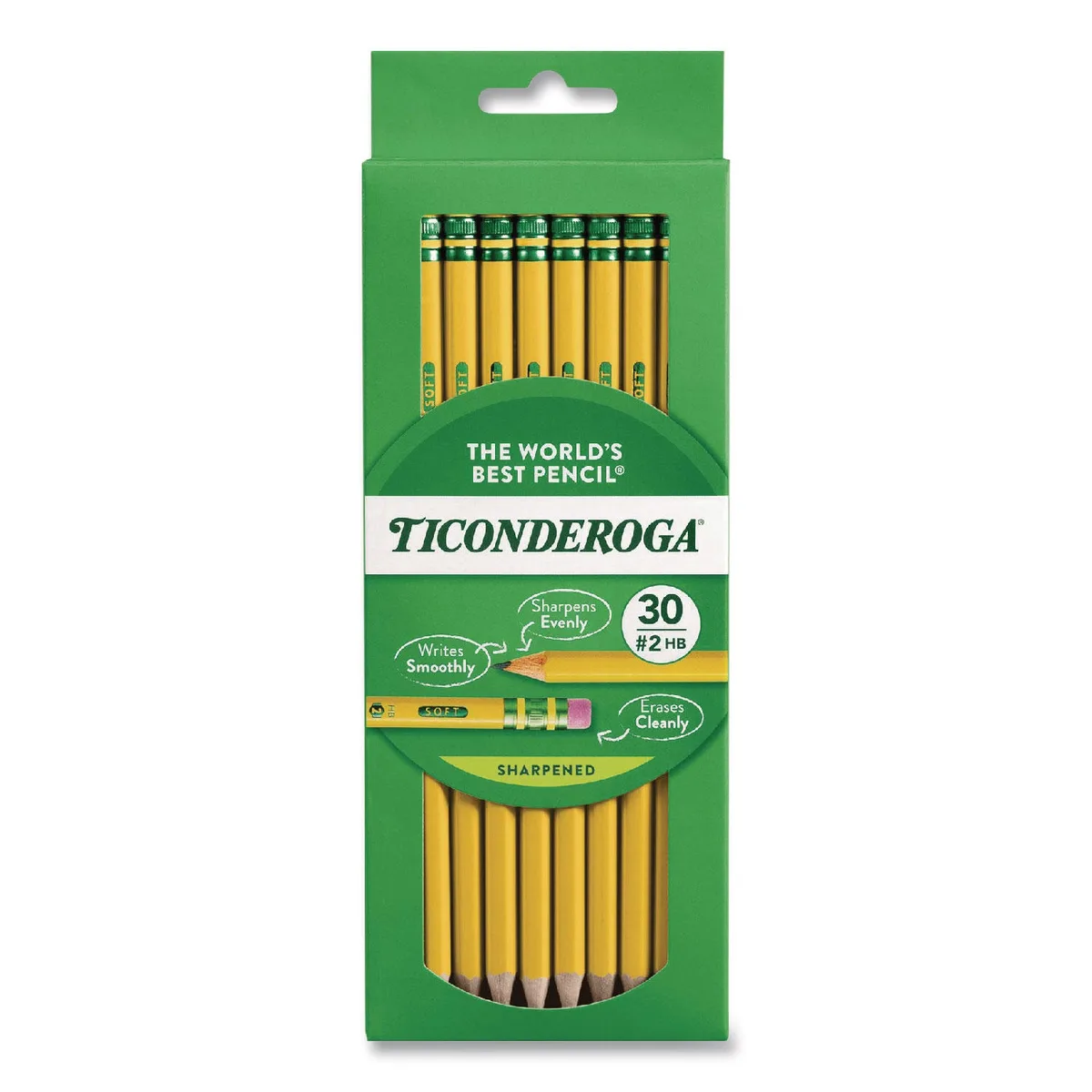 Ticonderoga Pre-Sharpened Pencil, HB 2, Yellow Barrel, 30ct.