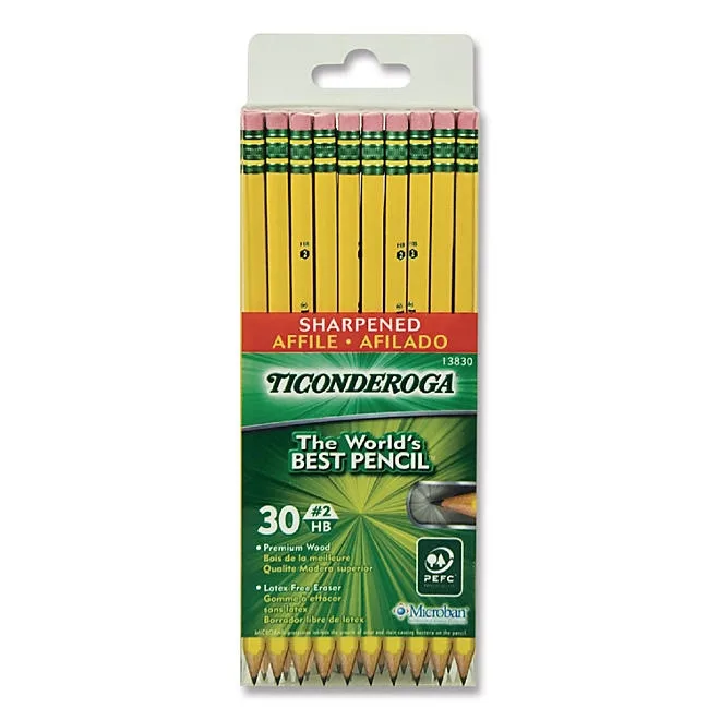 Ticonderoga Pre-Sharpened Pencil, HB 2, Yellow Barrel, 30ct. 3