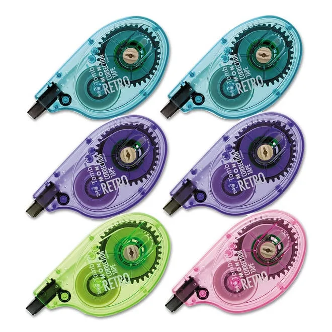 Tombow® MONO Original Correction Tape, Asst RetroColor Applicators, 1/6" x 394", 6pk. 2