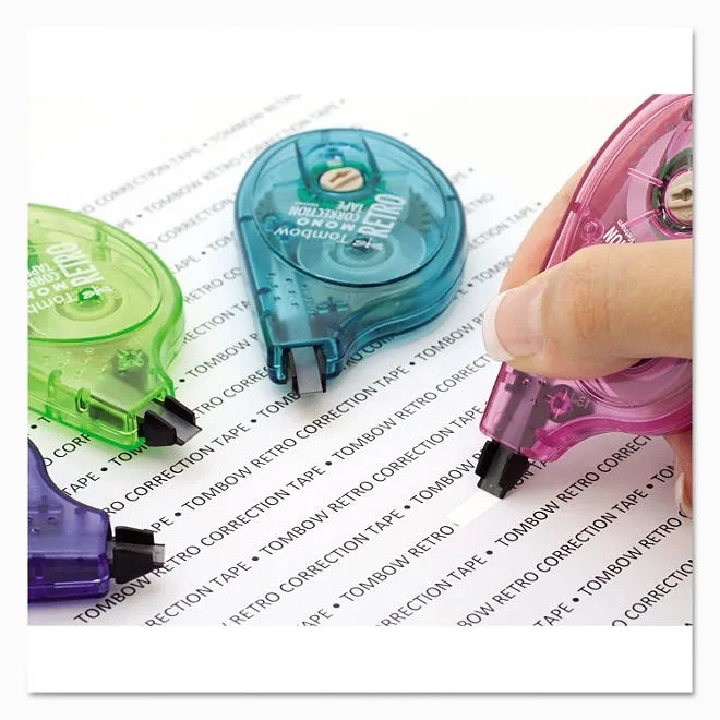 Tombow® MONO Original Correction Tape, Asst RetroColor Applicators, 1/6" x 394", 6pk. 3
