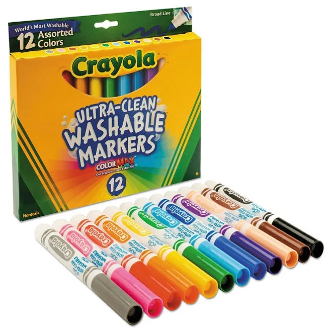 Crayola Washable Markers, Broad Point, Classic Colors, 12 Set 5