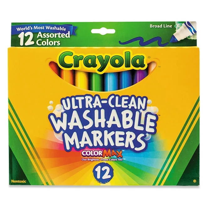 Crayola Washable Markers, Broad Point, Classic Colors, 12 Set 2