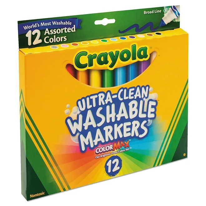 Crayola Washable Markers, Broad Point, Classic Colors, 12 Set 3